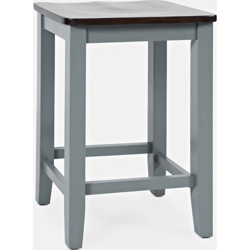 Asbury Park Backless Saddle Counter Stool in Grey & Brown (Set of 2)